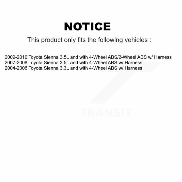 Mpulse Front Right ABS Wheel Speed Sensor For Toyota Sienna w Harness SEN-2ABS0476